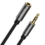 deleyCON 0,5m Jack Audio Stéréo AUX Câble d'Extension Câble 3,5mm Jack Prise Métallique Téléphone Mobile Smartphone Tablette Casque Récepteur Hi-Fi (Extra Fin & Flexible)