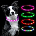 AUAUY Collier Lumineux Chien, Collier LED pour Animaux Rechargeable USB, Découpable Collier Imperméable Collier Chien Réglable pour Petits, Moyens et Grands Chat et Chien-Rose