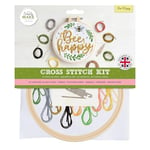 Simply Make Cross Stitch Kit, Bee Happy, Multicoloured, Single Craft Kit, Cross Stitch Kits for Adults, Sewing Kit and Embroidery Kit for Home Crafts, Embroidery Threads Included