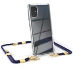 Cover with Band for Samsung Galaxy A71 Phone Chain Case Cord Cover Night Blue