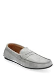 Slhsergio Suede Penny Driving Shoe Loafers Låga Skor Grey Selected Homme