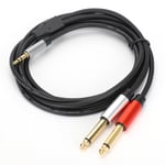 1.8m 3.5mm to 6.35mm Male Gold Plated Audio Adapter Splitter Cable AUX Cord Lead