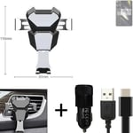  For POCO F6 Airvent mount + CHARGER holder cradle bracket car clamp