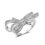 CEREOTH Bague en Argent Sterling 925 pour Femmes Forme de nœud Papillon incrusté de Zircon Bague résistante au ternissement Bague de fiançailles(Taille 51.5)