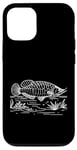 Coque pour iPhone 12/12 Pro Line Art Aquariophilie et ichtyologiste Silver Arowana