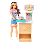Barbie Toys, Skipper Doll and Snack Bar Playset with Counter, Color-Change Sundae and 8 Additional Accessories, First Jobs, HKD79