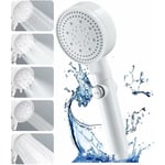 Blanc Pommeau de Douche Economie D'eau avec Support, Anti Calcaire, Douchette à Haute Pression avec 5 Modes,Shower Head de Massage,