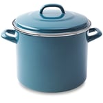 BK Fortalit Marmite en Acier Emaillé pour Induction 26 cm/3 L avec Couvercle, Convient au Four et au Grilloir jusqu'à 230˚C, Lavable au Lave-Vaisselle, Sans PFAS, Bleu Pétrole