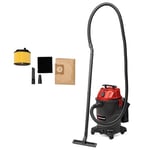 Einhell Aspirateur eaux et Poussières TC-VC 1930 A (1 500 W, Capacité d’aspiration de 190 mbar, Prise de Courant Asservie, cuve de 30 l, Poignée, avec Accessoires, Filtres et sac Collecteur)