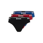 BOSS Men's 3-Pack Classic Regular Fit Stretch Briefs, Red/Navy/Black, XXL