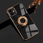 ‘iPhone 12 och iPhone 12 Pro‘ Skal Lyxigt Stilrent med ring ställ-funktion Guld Black one size