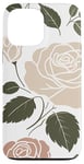 Coque pour iPhone 13 Pro Max Rose florale botanique, style minimaliste