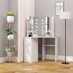 Prolenta Premium - Coiffeuse d'angle avec lumière led Table console - Meuble de chambre Blanc BV617769 - BonneVie