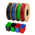 Filament PETG 1.75mm Bundle, Filament pour imprimante 3D Combipack, 250g x 4 Spools, noir, rouge, vert, petit bleu