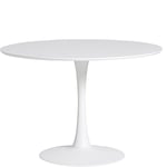 Table à manger ronde en mdf avec armature en métal laqué blanc - Diamètre 110 x Hauteur 75 cm Pegane