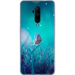 OnePlus 7T Pro Gennemsigtigt Telefoncover Blå fjäril