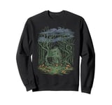 Dark Cottagecore Mystical Forest Cabin Scene Sweatshirt