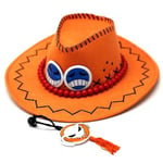 Portgas D Ace Orange Hat One Piece Cosplay Kostym Cowboyhatt