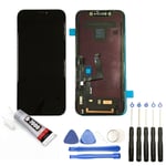 VITRE + ECRAN LCD SUR CHASSIS pour iPhone XR 6.1" NOIR+OUTILS+COLLE