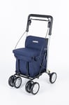 Carlett - Chariot de supermarché - Produit médical homologué - Siège avec Dossier intégré - 4 Roues à 3 Positions - Capacité 15 kg - Sac Amovible 29L - Couleur Marine