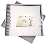 White Cotton Cards Birthday Age 75 Flutes Card and Memory Book, Board, 27 x 30 x 4 cm