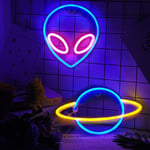 mreechan Neon Lights,Néons,Suspendus Neon Lights USB/Batterie Planète Lampe Neon Light pour Bar,Décor De Mariage,Fête d'anniversaire etc. (planètes et extraterrestres)