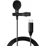 Mini microphone portable à condensateur Clip-on Lapel Lavalier Mic USB C Filaire Mikrofo/Microfon pour téléphone portable avec prise casque, Bundle 1- Noir