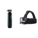 GoPro Shorty Mini Extension Pole with Tripod - Black (Official GoPro Accessory) & Amazon Basics Head Strap Camera Mount for GoPro
