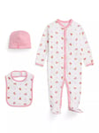 Ralph Lauren Baby Coverall, Bib & Hat Gift Set, 3 Piece, White/Pink