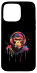 Coque pour iPhone 15 Pro Max Gorilla Lovers Pop Art portant des écouteurs amusants Gorilla