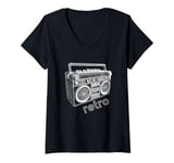 Womens Boombox Illustration - Vintage Ghettoblaster Boombox Lover V-Neck T-Shirt