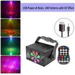 AMPOULE ECLAIRAGE DE SCENE,8 hole 240 patterns-USB Power--Lampe de Projection Laser à 8 trous, lumière Disco rouge vert, rvb UV DJ,