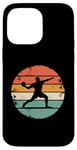 Coque pour iPhone 14 Pro Max Jeu de balle rétro Sunset Dodgeball Player Silhoutte Dodge Ball Game