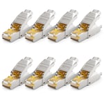 8x Prise Réseau CAT 7 RJ45 Sans Outil Blindée 10 Gbit/s 600 MHz Prise Réseau Pour Câbles de Pose Rigides Câbles Bruts Prise RJ45 Ethernet LAN DSL Câble de Brassage