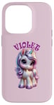 Coque pour iPhone 14 Pro Motif licorne violet pour fille