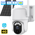 Camera de surveillancesolaire exterieure 4G sim 4MP HD,surveillance ptz camera 5W panneaux solaires batterie integree pir camera de securite humaine