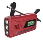 NOAA/DAB/FM-radio Nödradio Portabel Solradiomottagare Hand Crank Dynamo Utomhus Bluetooth-högtalare med LED-ficklampa Red