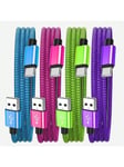 USB A - Type C -pikakaapeli, USB C -kaapeli Nylon punottu Android-laturijohto, Yhteensopiva Samsung Galaxy S21 S20 S10 S9 S8 Note 20 1 0 9 8 7,A71 A51 A32,,Moto,PS5 ja C-tyypin eri laitteiden kanssa - sininen