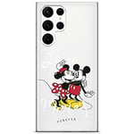 ERT GROUP mobile phone case for Samsung S22 ULTRA original and officially Licensed Disney pattern Mickey & Minnie 001 optimally adapted to the shape of the mobile phone, partially transparent