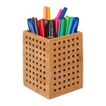 Relaxdays Pot à crayons en bois de bambou pour crayons, ciseaux, porte-stylos Style maison de campagne HBT 11 x 9 x 9 cm