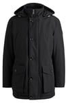 BOSS Mens Osiass Logo-Patch Parka Jacket with Water-Repellent Finish