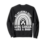 Grandma Beat Lung Cancer Like Boss Awareness Warrior Ribbon Sweatshirt