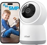 ieGeek 5MP Camera Surveillance WiFi Interieur 2.4G/5GHz PTZ360° PIR  Alexa Bébés