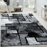 Paco Home - Tapis Design Moderne Poils Ras Abstrait Peintures Effet Noir Gris Anthracite 60x100 cm