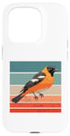 Coque pour iPhone 15 Pro Mignon oiseau orange marques noires art de la faune