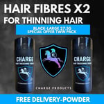 Hair Building Fibres Black 2 x 27.5G Hair Thickening Thinning Fibers CHARGE®