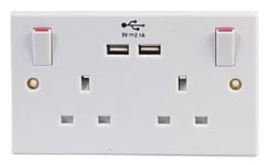 Status 2 Gang Electrical Plug Socket Wall Faceplate with 2 USB Charging Ports