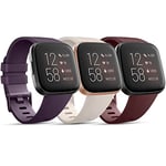 AK Pack 3 Straps Compatible with Fitbit Versa 2 Staps/Fitbit Versa Lite Strap/Fitbit Versa Strap for Women Men, Silicone Sport Replacement Compatible with Fitbit Versa 2 (S,Starlight/Purple/Red)