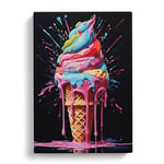 Ice Cream Hard Edge Painting Art Canvas Print for Living Room Bedroom Home Office Décor, Wall Art Picture Ready to Hang, 30x20 Inch (76x50 cm)