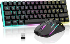 K62 CLAVIER ET SOURIS DE GAMING SANS FIL 60 % QWERTZ DE, RECHARGEABLE, COMPACT, ULTRA LÉGER AVEC CONSTRUCTION EN NID D'ABEILLE POUR PC, MAC, PS5, XBOX GAMER[KEY230675]